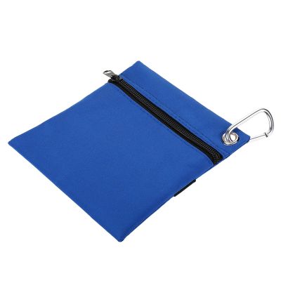 ERYUE Durable Golf Tee Storage Pouch with Zipper, Blue Nylon Tee Bag with Carabiner, Holds 6 Tees