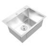ZAICOLER Single-Bowl Sink, 20 x 16 x 9 in, Soundproofing Pads, Round Drain Outlet, Recessed Drain, Polished Brushed Finish view 1