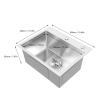 ZAICOLER Single-Bowl Sink, 20 x 16 x 9 in, Soundproofing Pads, Round Drain Outlet, Recessed Drain, Polished Brushed Finish view 2
