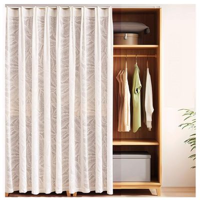 Room Divider Curtain for Kitchen or Bedroom, Small Open Cabinet Curtain with Track, Self-Adhesive, Washable, 50 x 140 cm (C)