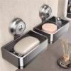 Wall-Mounted Soap Dish, Aluminum Bathroom Shelf with Drainage, Double, 1 Pc view 2