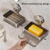 Wall-Mounted Soap Dish, Aluminum Bathroom Shelf with Drainage, Double, 1 Pc view 3