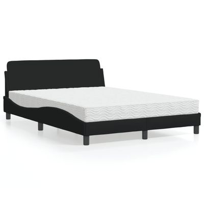 Owoxanthellate Owox Dover Upholstered Bed, Black, 140 x 200 cm, with H2/H3 Mattress