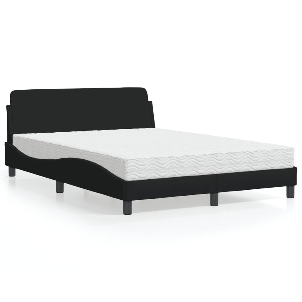 Owoxanthellate Owox Dover Upholstered Bed, Black, 140 x 200 cm, with H2/H3 Mattress