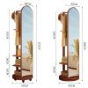 360° Rotating Wooden Garment Rack, Full-Length Mirror, 167.6 cm, Freestanding Dressing Mirror on Wheels view 2
