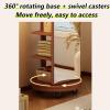 360° Rotating Wooden Garment Rack, Full-Length Mirror, 167.6 cm, Freestanding Dressing Mirror on Wheels view 3