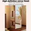 360° Rotating Wooden Garment Rack, Full-Length Mirror, 167.6 cm, Freestanding Dressing Mirror on Wheels view 4