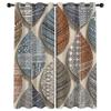Havenix Boho Geometric Leaf Pattern Blackout Curtains, Brown and Blue, 2-Piece Set, 63 in Long view 3