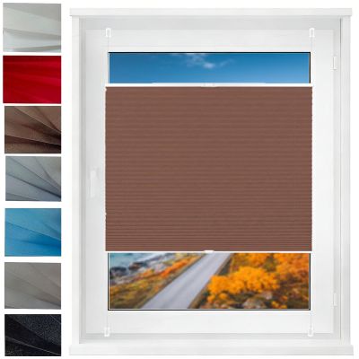 Pleated Blind Without Drilling, Clamp-Fix, 70 x 110 cm, Brown