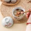 EdirFtra Hand-Painted Japanese Ceramic Rice and Soup Bowl with Lid view 4