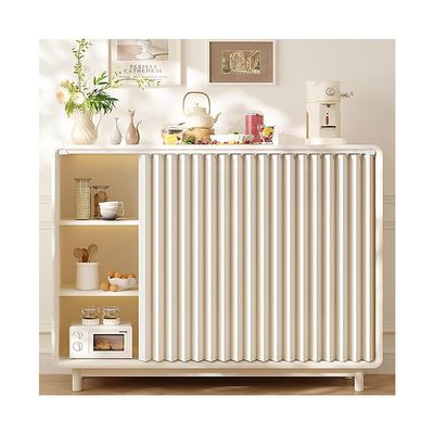 Sliding Cabinet Curtain with Track, Beige White, 65 x 90 cm