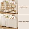 Sliding Cabinet Curtain with Track, Beige White, 65 x 90 cm view 3