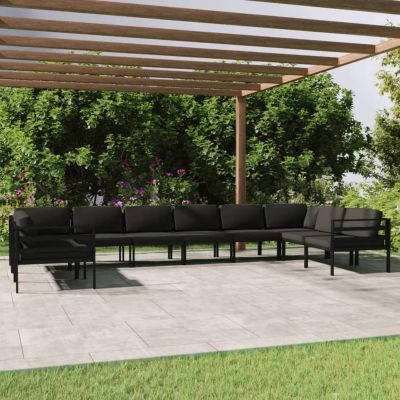 Homgoday Anthracite Aluminum Garden Lounge Set, Model 3107816