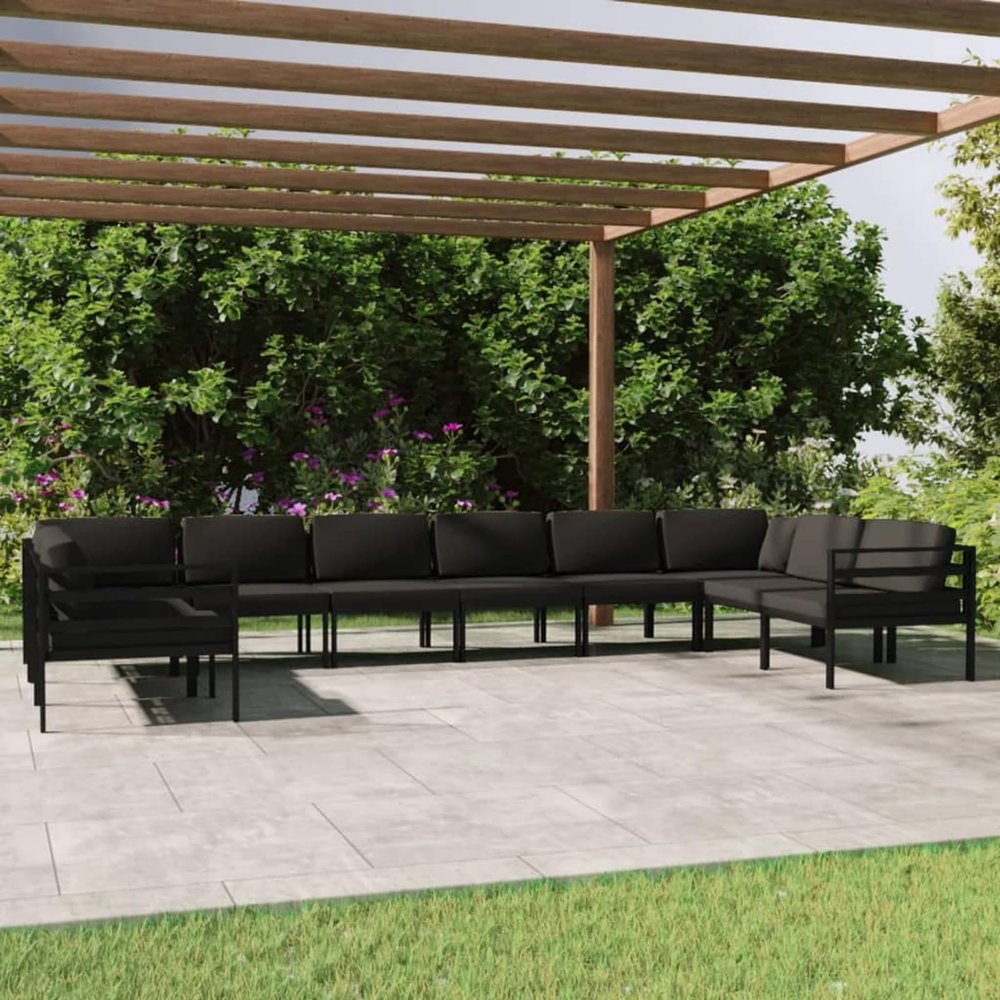 Homgoday Anthracite Aluminum Garden Lounge Set, Model 3107816