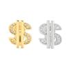 18K Gold- and Silver-Plated Iced-Out Dollar-Sign Tooth Grillz with Cubic Zirconia Pavé view 1