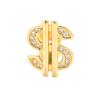 18K Gold- and Silver-Plated Iced-Out Dollar-Sign Tooth Grillz with Cubic Zirconia Pavé view 2