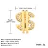 18K Gold- and Silver-Plated Iced-Out Dollar-Sign Tooth Grillz with Cubic Zirconia Pavé view 4