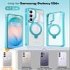 HuwaiH Case for Samsung Galaxy S26 Plus with 360° Magnetic Ring Stand, 16-ft Military-Grade Drop Protection, Non-Slip Edge & Clear Back (Clear Light Blue) view 2