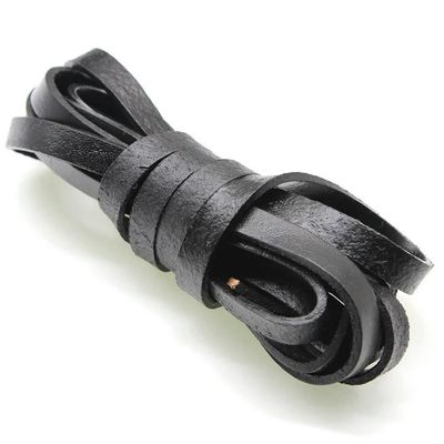 Flat Black Leather Cord, 2 m, 12 × 2 mm