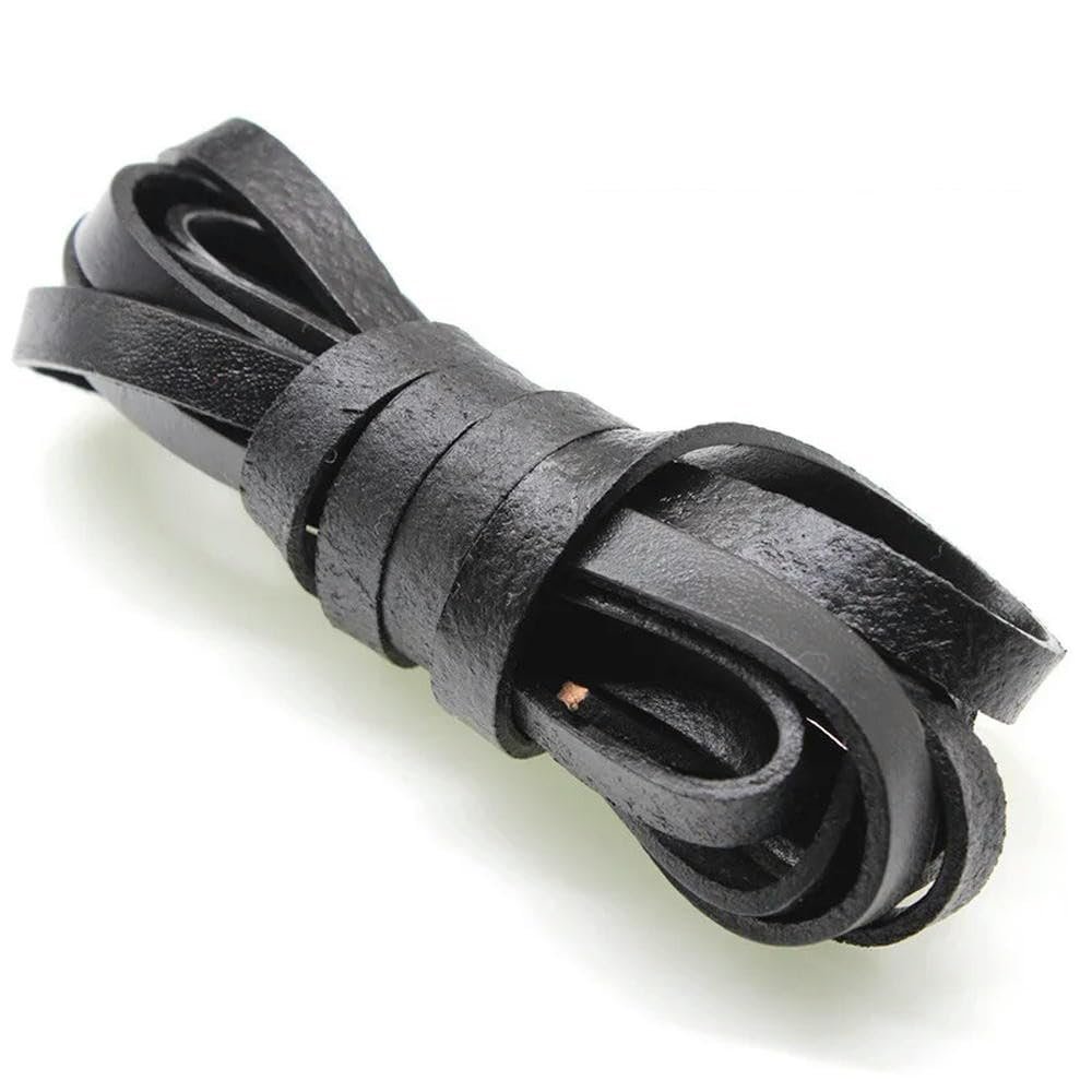Flat Black Leather Cord, 2 m, 12 × 2 mm