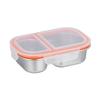 QOXEZY Stainless Steel Snack Container with Lid, 2 Compartments, White view 1