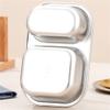 QOXEZY Stainless Steel Snack Container with Lid, 2 Compartments, White view 2