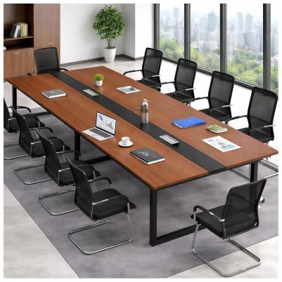 Large Office Conference Table, Modern Modular Meeting Table with Cable Management and Sturdy Metal Frame (Chairs Not Included)