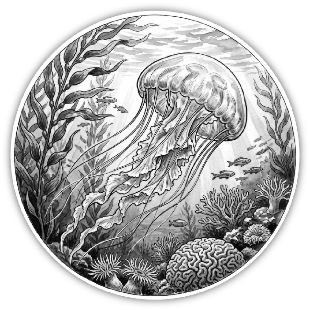 Samunshi Jellyfish in the Wilderness Wall Decal, 50 x 50 cm