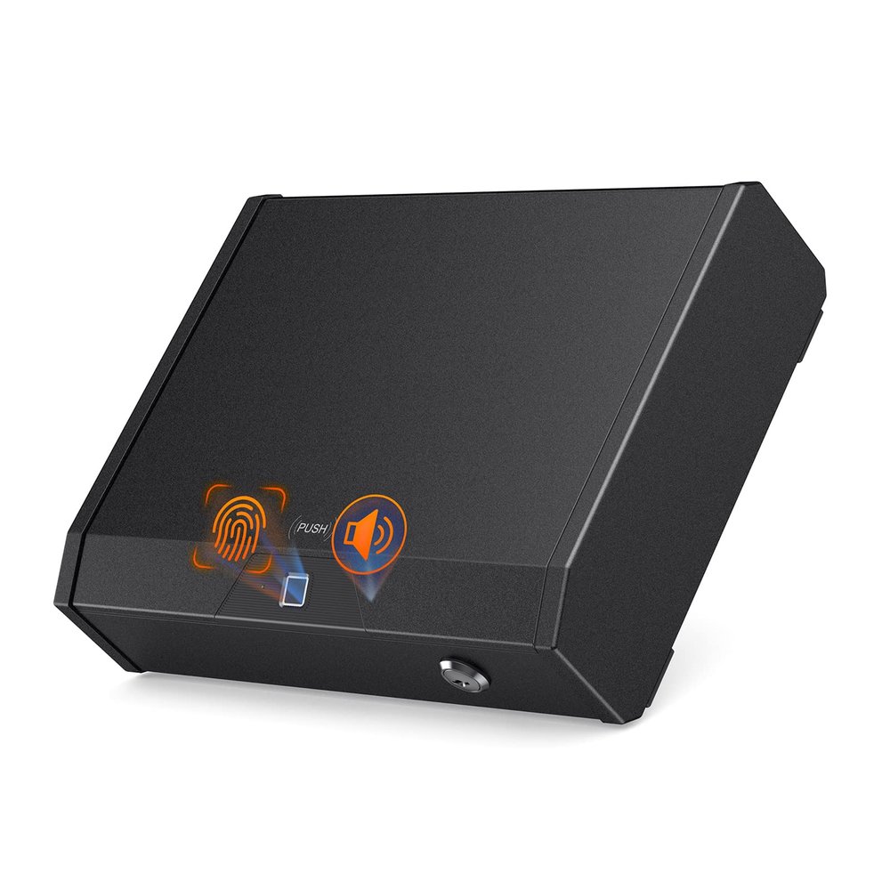 Riuulity Biometric Compact Firearm Safe with Gas Spring and LED Light