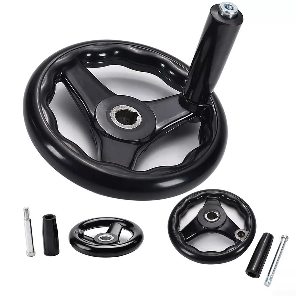 3-Spoke Handwheel 160 mm with Turning Handle for Milling Machines and Lathes