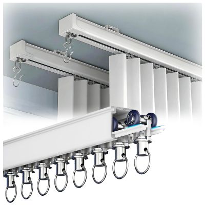 Heavy-Duty Ceiling-Mount Curtain Track, Silent Aluminum, Complete Accessory Set, Single-Track System, 0.5–15 m (5.7 m)