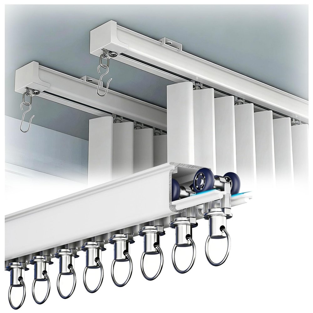 Heavy-Duty Ceiling-Mount Curtain Track, Silent Aluminum, Complete Accessory Set, Single-Track System, 0.5–15 m (5.7 m)