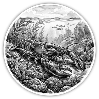 Samunshi Lobster in the Wilderness Wall Decal, 30 x 30 cm