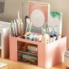 Riuulity Desktop Storage Organizer, Large Capacity, Cute Multifunctional Pen Holder, Pink view 1