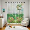 Birdhouse Blackout Curtains with Flowers, Butterflies and Birds, Green Field Thermal Curtains, 2-Piece Set, 160 x 132 cm view 2