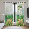 Birdhouse Blackout Curtains with Flowers, Butterflies and Birds, Green Field Thermal Curtains, 2-Piece Set, 160 x 132 cm view 3