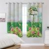 Birdhouse Blackout Curtains with Flowers, Butterflies and Birds, Green Field Thermal Curtains, 2-Piece Set, 160 x 132 cm view 4