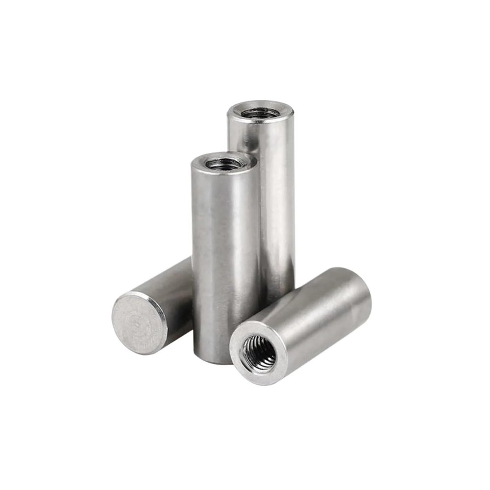 Beveled Flat Carbon Steel Cylinder Pins with Internal Thread, M3–M6, 304 Stainless Steel, 5-Pack (50 mm, M3 × 4 mm)