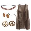 BweStilm Women's Hippie Cowgirl Costume, 4-Piece 1970s Western Outfit view 1