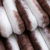 Madizz Set of 2 Plush Faux Fur Decorative Pillow Covers, Striped, Soft, for Sofa or Bedroom, Shell Dark Brown/White, 18 x 18 in view 3