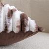 Madizz Set of 2 Plush Faux Fur Decorative Pillow Covers, Striped, Soft, for Sofa or Bedroom, Shell Dark Brown/White, 18 x 18 in view 4