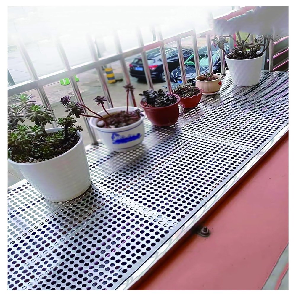 Generic Stainless Steel Safety Grille for Windows, Decorative Burglar-Resistant Balcony Grille, Leak-Proof Perforated Metal