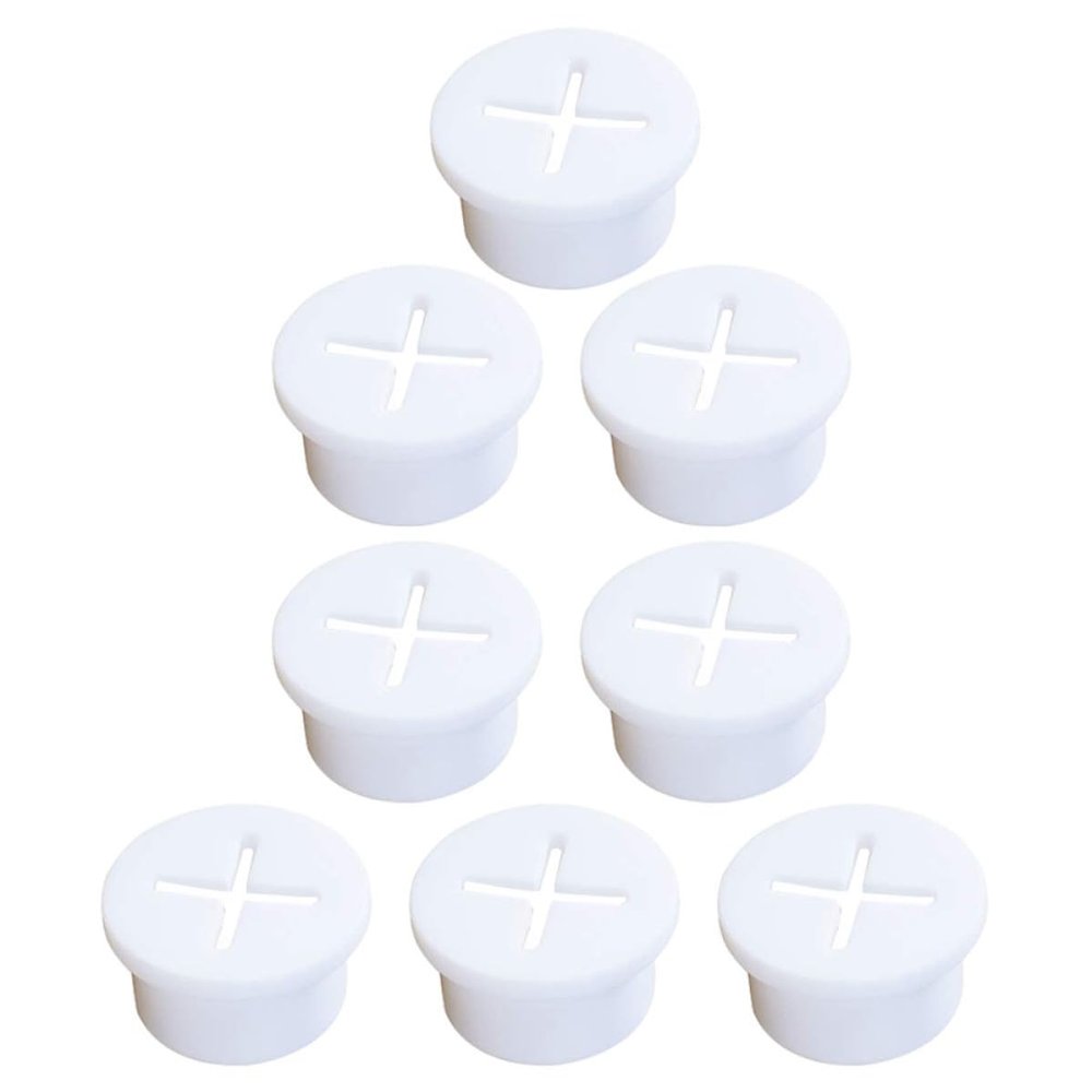 BESTYASH 8-Piece 25 mm White Rubber Cable Grommets with Removable Covers