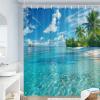AUWUUA Tropical Palm Beach Shower Curtain 120 x 150 cm, Coastal Bathroom Decor with Hooks view 1