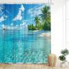 AUWUUA Tropical Palm Beach Shower Curtain 120 x 150 cm, Coastal Bathroom Decor with Hooks view 3