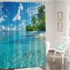 AUWUUA Tropical Palm Beach Shower Curtain 120 x 150 cm, Coastal Bathroom Decor with Hooks view 4