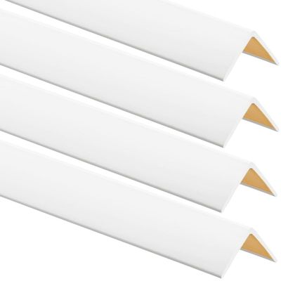 4-Piece Set of Self-Adhesive PVC Angle Profiles, 25 x 25 mm, 90 cm, White