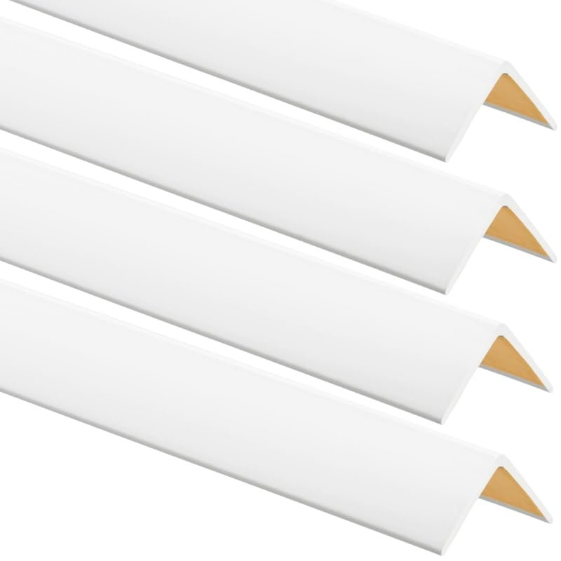 4-Piece Set of Self-Adhesive PVC Angle Profiles, 25 x 25 mm, 90 cm, White