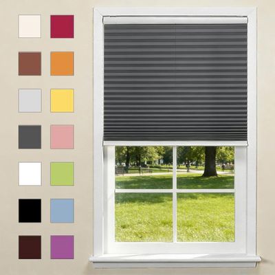 Thermal Pleated Blind 50 x 135 cm, Gray, No-Drill Clamp Mount