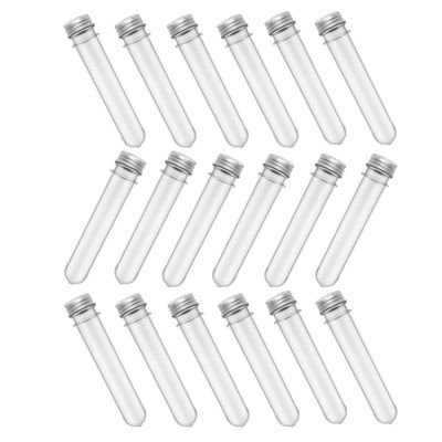 Mikikit 18-Piece PET Transparent Cylindrical Storage Tubes, Tightly Sealing Candy Sample Containers